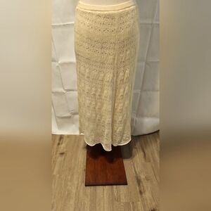 Cream Smocked Maxi Skirt